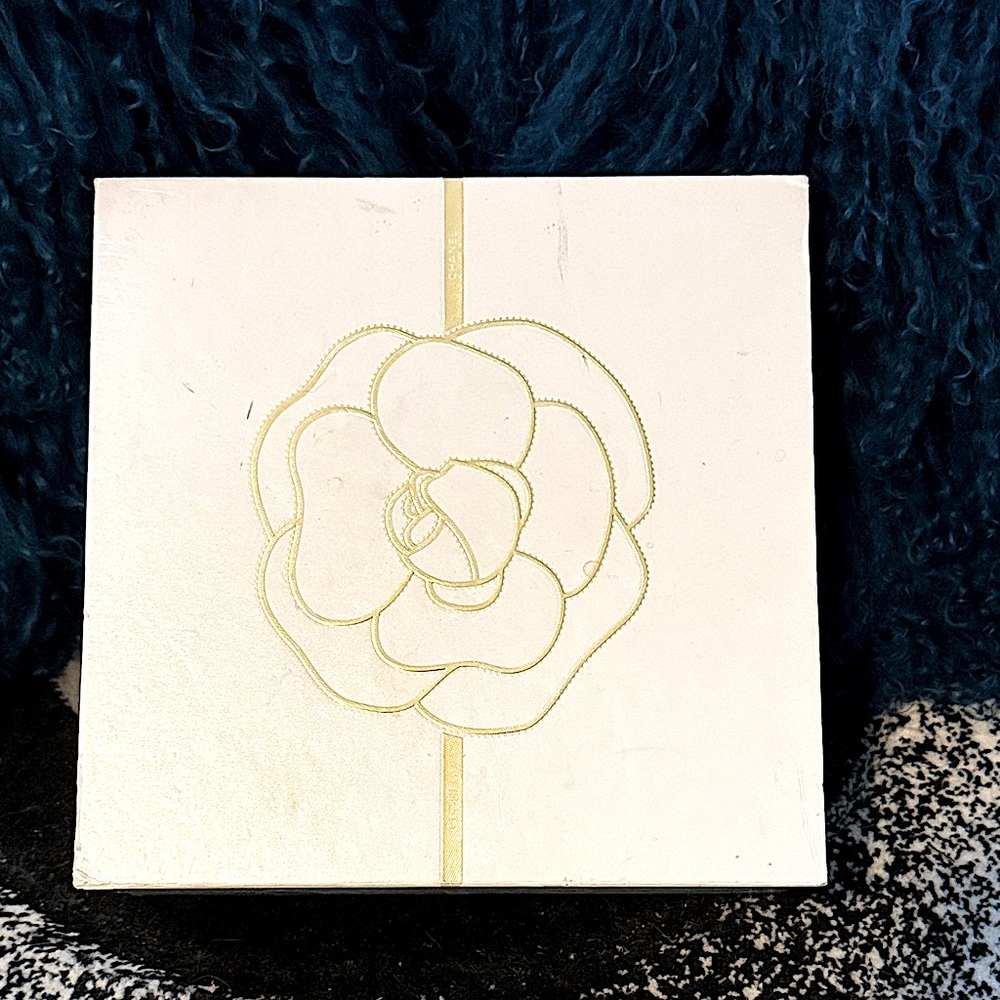 CHANEL Gold textured Camilla Flower Magnetic Closure Collectible Storage Box
